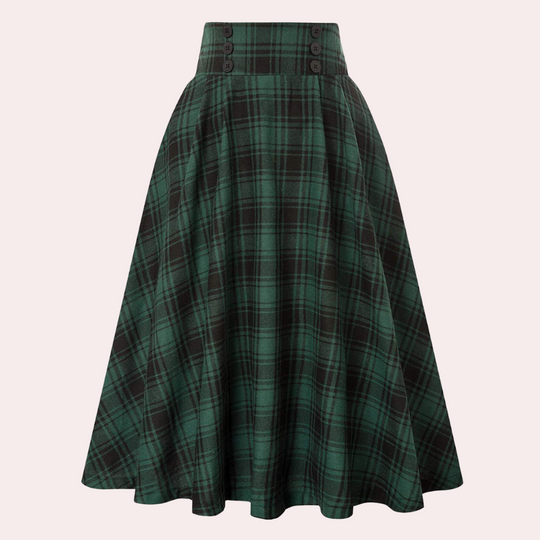 Jupe Longue Femme À Carreaux Taille Haute Élégante 3