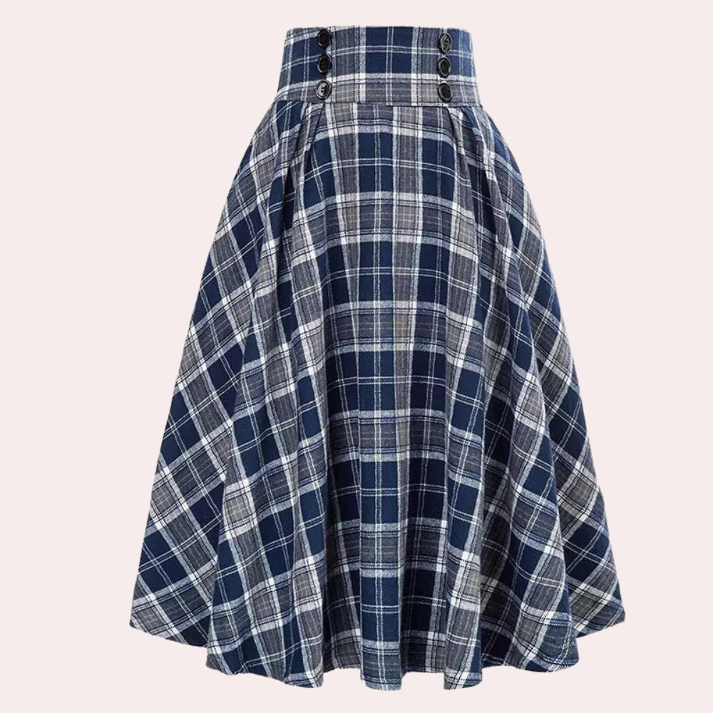 Jupe Longue Femme À Carreaux Taille Haute Élégante 4