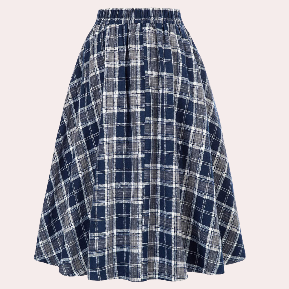 Jupe Longue Femme À Carreaux Taille Haute Élégante 5