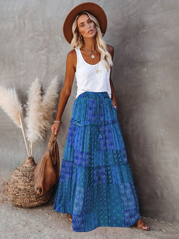 Jupe Maxi Décontractée Haute Taille Boho pour Femme 2