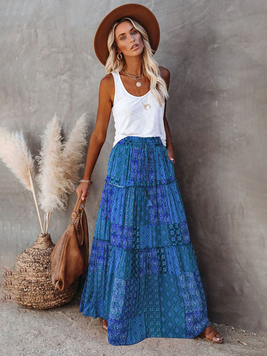 Jupe Maxi Décontractée Haute Taille Boho pour Femme 2