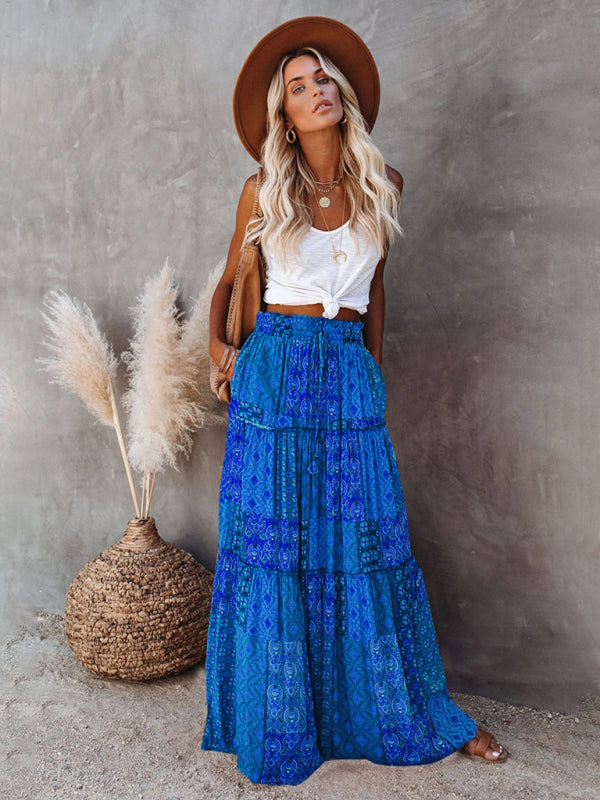 Jupe Maxi Décontractée Haute Taille Boho pour Femme 4