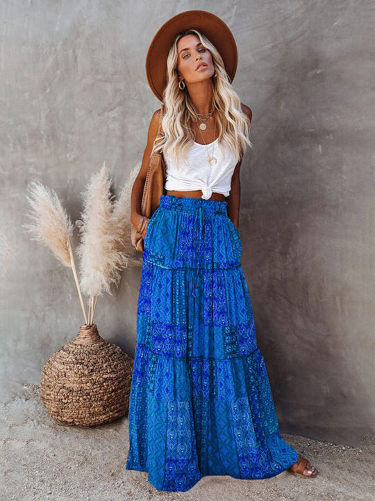 Jupe Maxi Décontractée Haute Taille Boho pour Femme 4