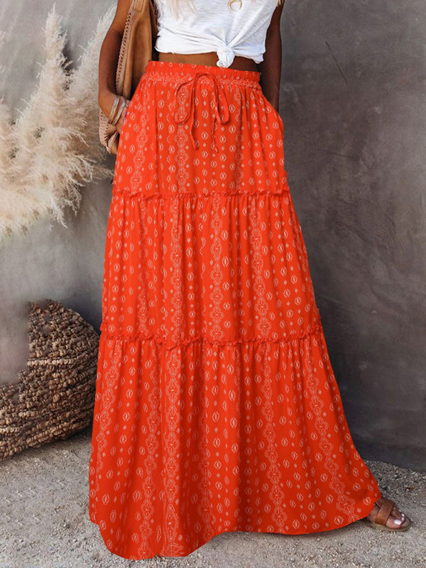 Jupe Maxi Décontractée Haute Taille Boho pour Femme 6