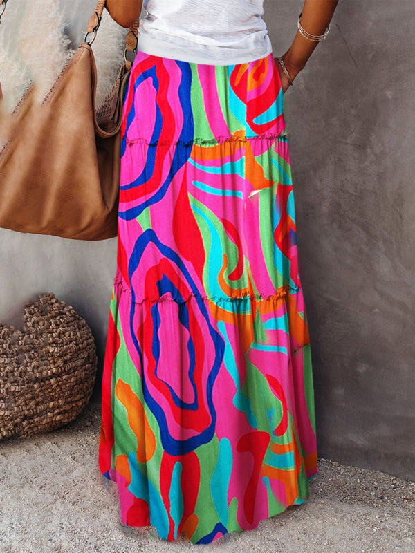 Jupe Maxi Décontractée Haute Taille Boho pour Femme 7