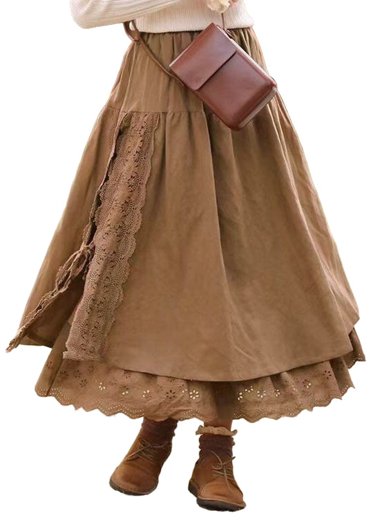Jupe en Dentelle Kaki Moderne pour Femme 0
