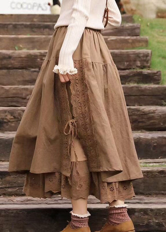 Jupe en Dentelle Kaki Moderne pour Femme 1