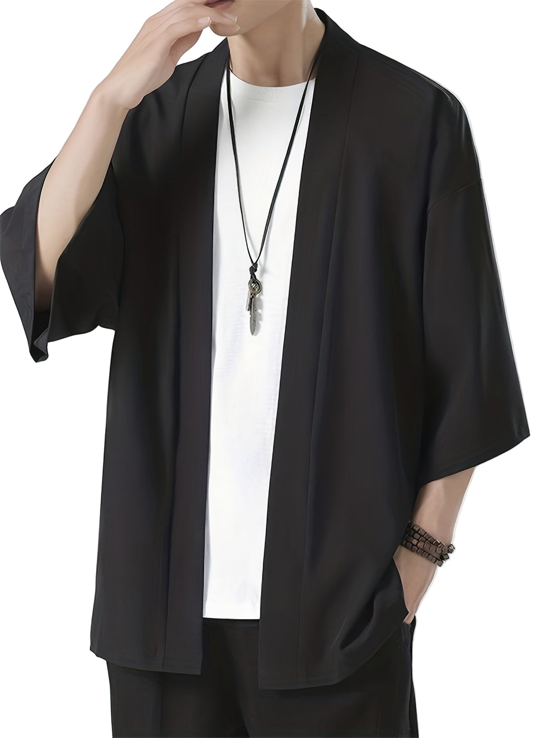 Kimono Japonais Homme Coupe Fluide Tissu Léger 0