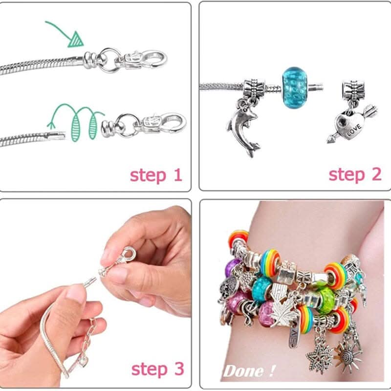 Kit Création Bijoux Bracelet Avec Breloques Brillantes Pour Filles 4