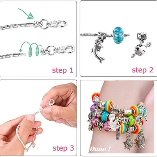 Kit Création Bijoux Bracelet Avec Breloques Brillantes Pour Filles 4
