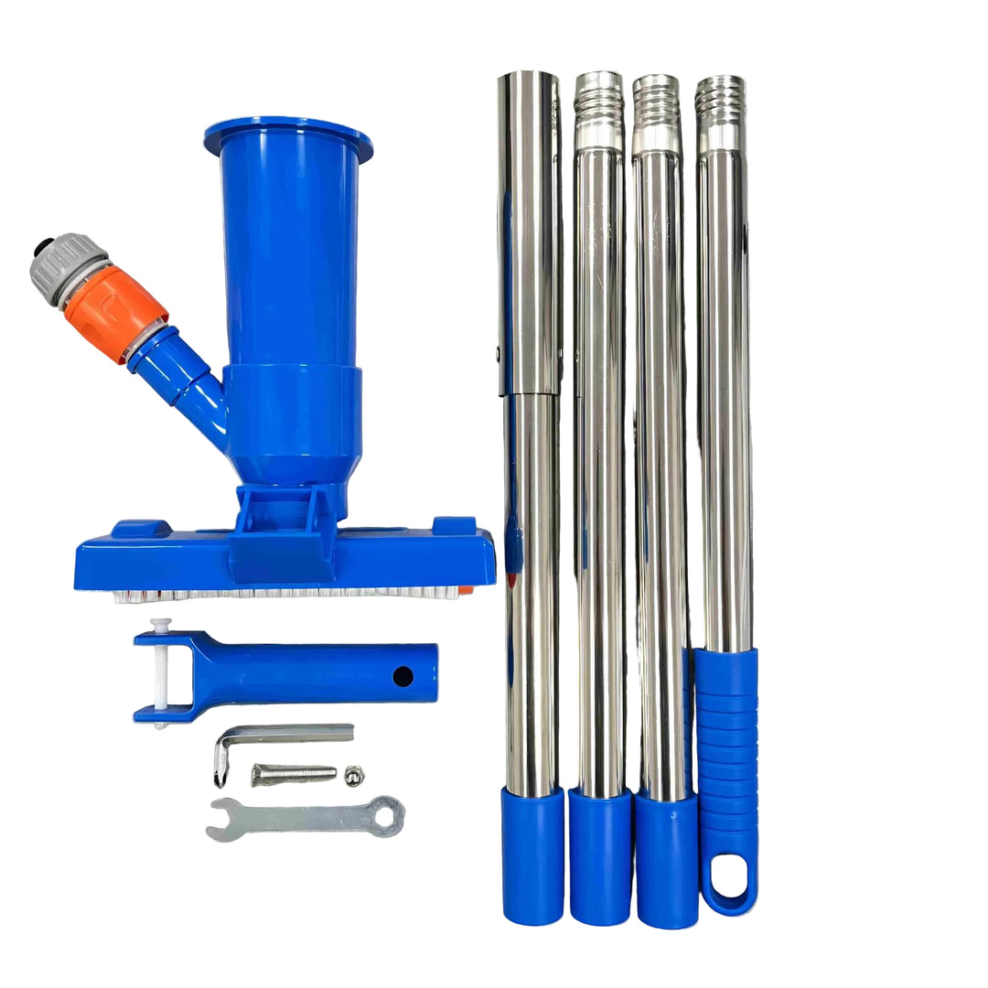 Kit d'aspirateur de piscine télescopique avec brosse et sac à feuilles 0