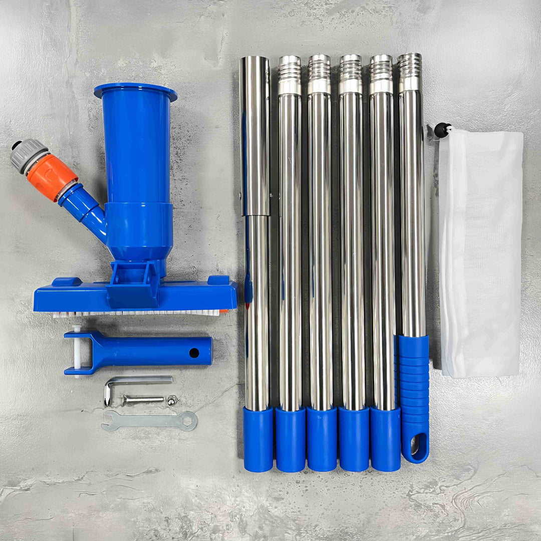 Kit d'aspirateur de piscine télescopique avec brosse et sac à feuilles 4