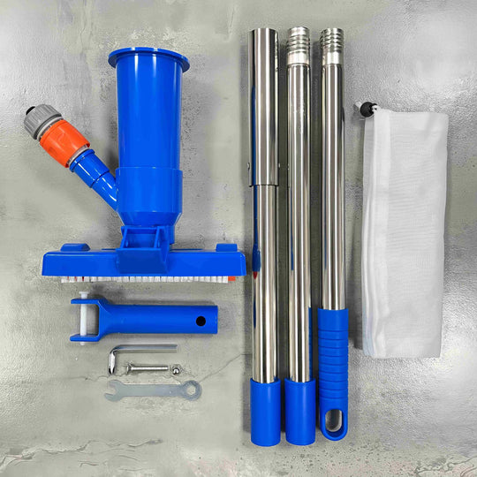Kit d'aspirateur de piscine télescopique avec brosse et sac à feuilles 6