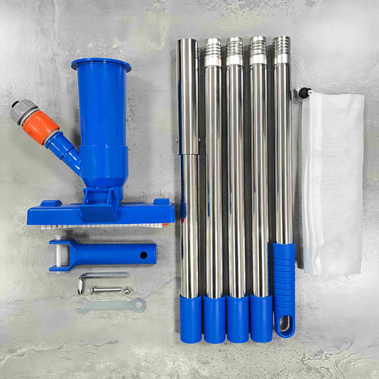 Kit d'aspirateur de piscine télescopique avec brosse et sac à feuilles 7