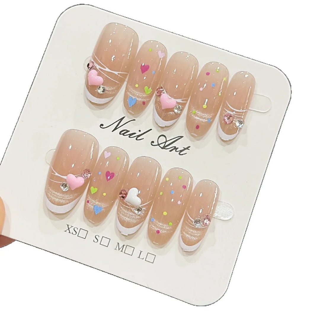 Kit de décoration d'ongles pour femmes avec motifs cœurs et paillettes 2