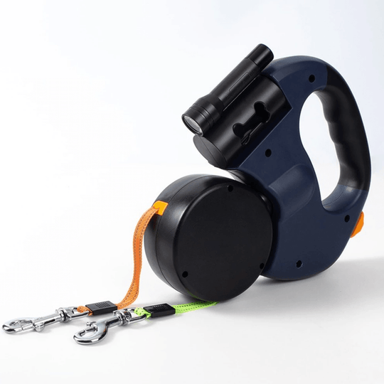 Laisse Double Rétractable Pour Chien Avec Lampe Intégrée Et Système Anti-Emmêlement 0