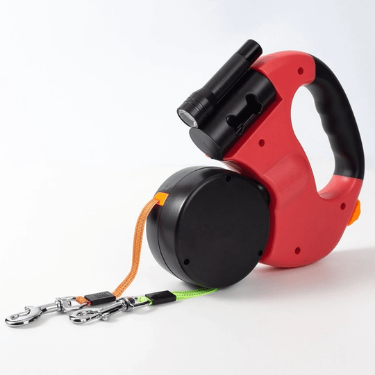 Laisse Double Rétractable Pour Chien Avec Lampe Intégrée Et Système Anti-Emmêlement 1