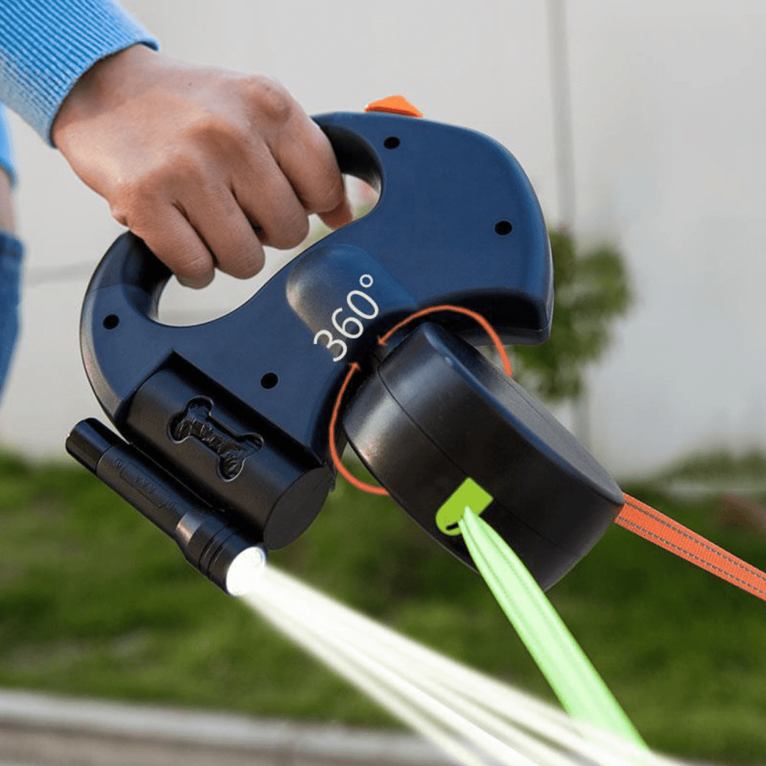 Laisse Double Rétractable Pour Chien Avec Lampe Intégrée Et Système Anti-Emmêlement 3