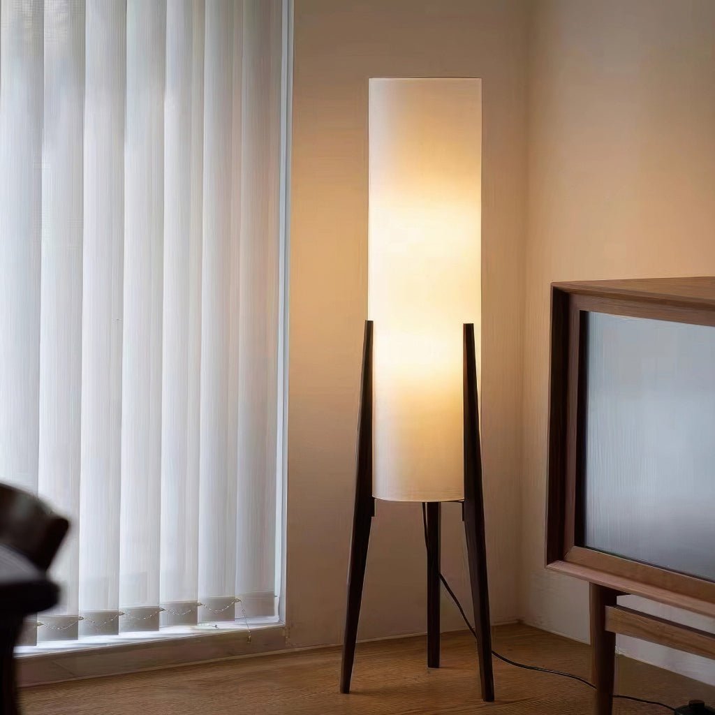 Lampadaire Scandinave en Bois de Noyer avec Éclairage LED Dimmable 2