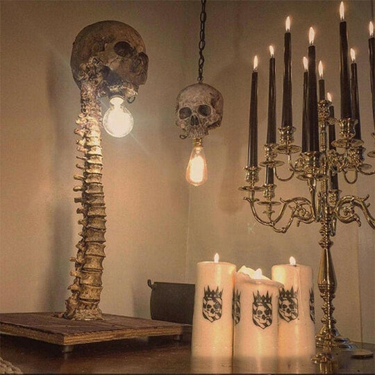 Lampe Décorative Crâne avec Colonne Vertébrale pour Salon 0