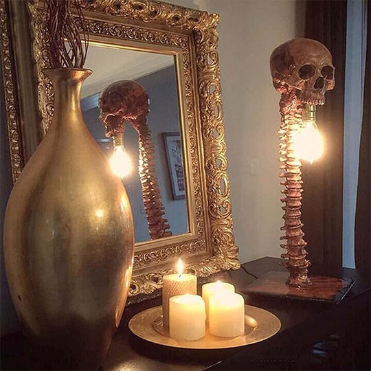 Lampe Décorative Crâne avec Colonne Vertébrale pour Salon 1