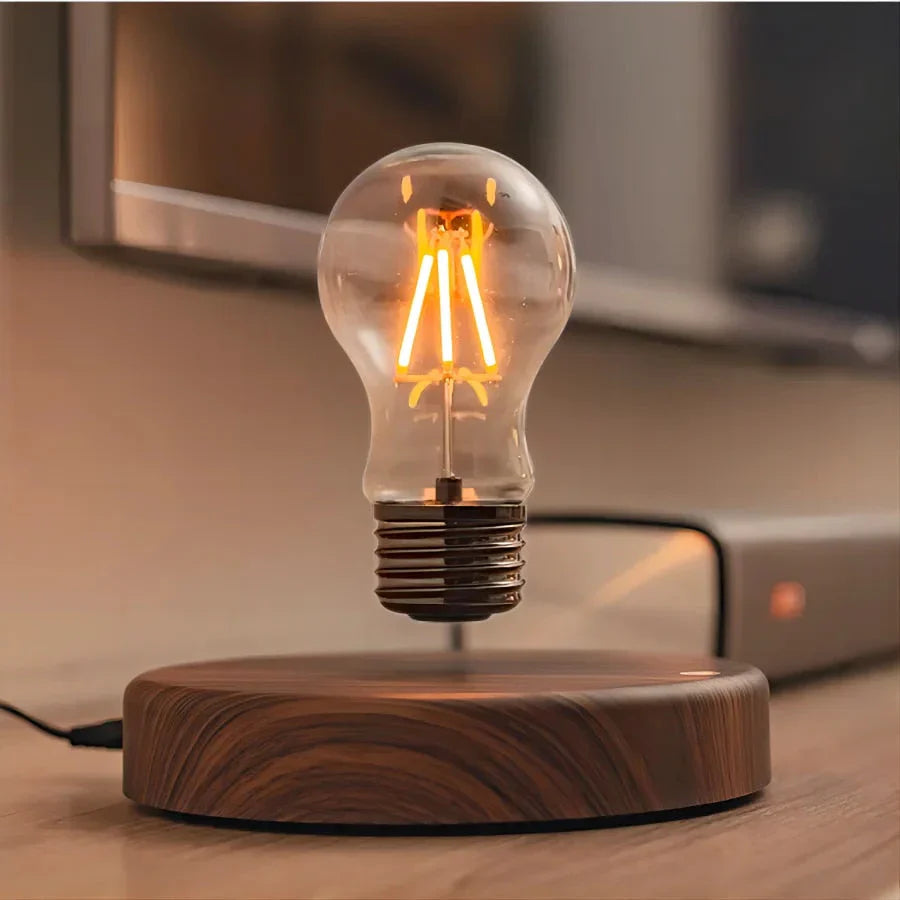 Lampe Flottante Moderne avec Base en Noyer 0