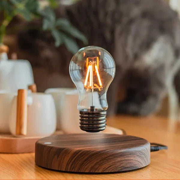 Lampe Flottante Moderne avec Base en Noyer 1