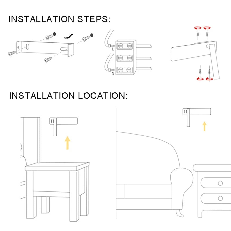 Lampe LED Rotative Réglable pour Chambre Moderne 6