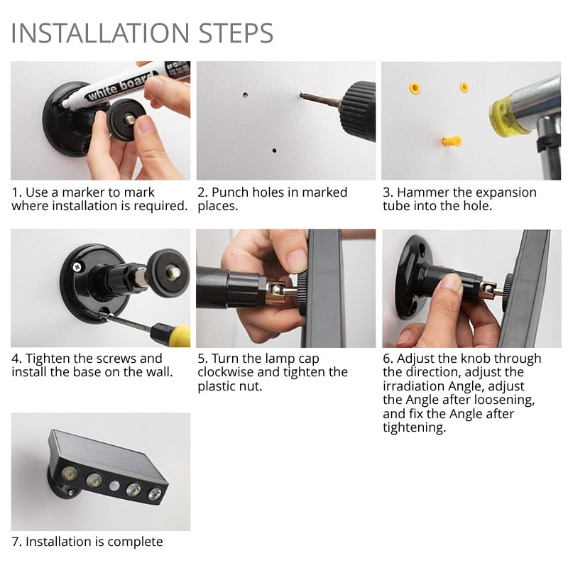 Lampe Solaire Extérieur LED avec Détecteur de Mouvement pour Éclairage Extérieur 7
