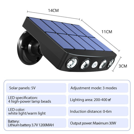 Lampe Solaire Extérieur LED avec Détecteur de Mouvement pour Éclairage Extérieur 8