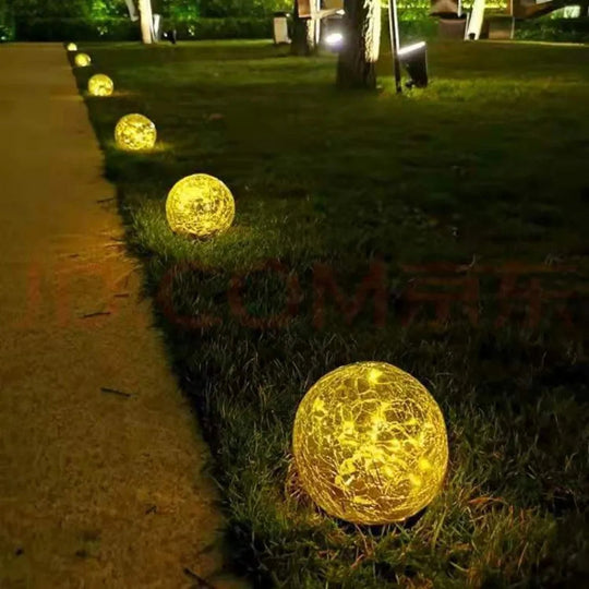 Lampe Solaire Jardin Globe en Verre Craquelé pour Éclairage Extérieur Solaire 3