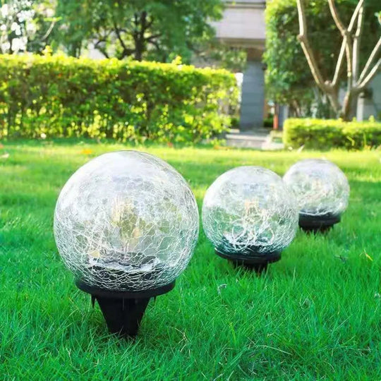Lampe Solaire Jardin Globe en Verre Craquelé pour Éclairage Extérieur Solaire 5