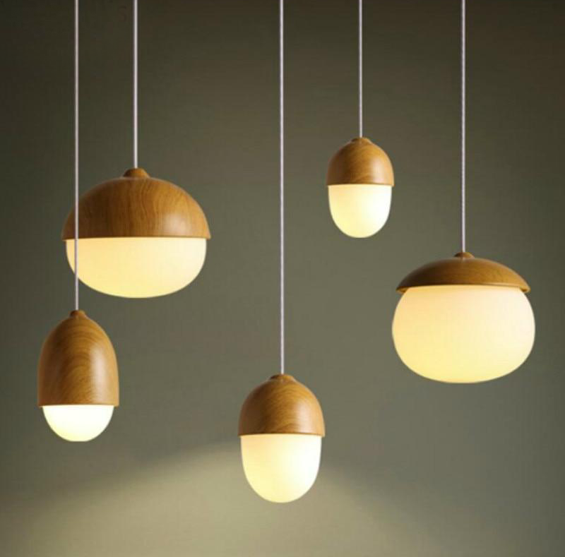 Lampe Suspendue Moderne en Bois et Verre 1