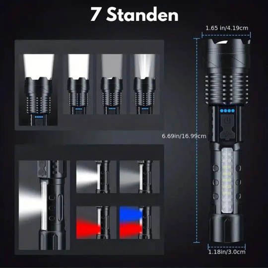 Lampe Torche Militaire Rechargeable Puissante avec 5 Modes et Zoom 1