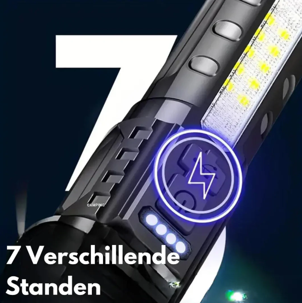 Lampe Torche Militaire Rechargeable Puissante avec 5 Modes et Zoom 3