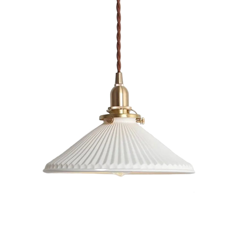Lampe à Suspension Contemporaine avec Cône Nervuré pour Salle à Manger 0