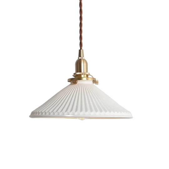 Lampe à Suspension Contemporaine avec Cône Nervuré pour Salle à Manger 0