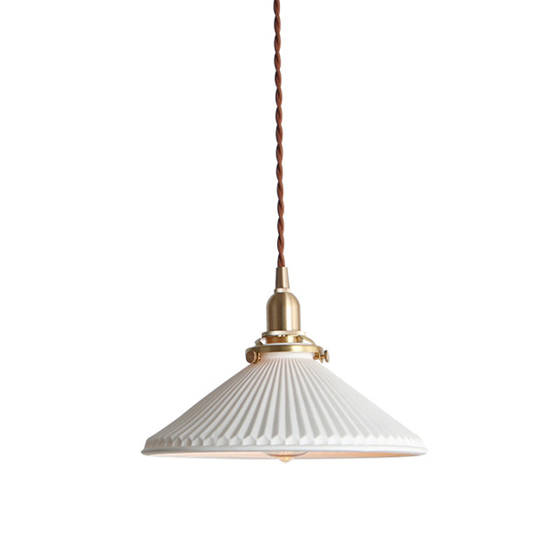 Lampe à Suspension Contemporaine avec Cône Nervuré pour Salle à Manger 3