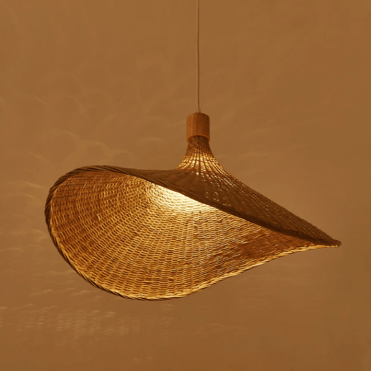 Lampe à Suspension Design Rustique en Rotin Naturel 1