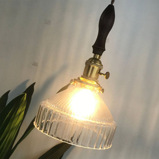 Lampe à Suspension Industrielle en Verre Nervuré 3