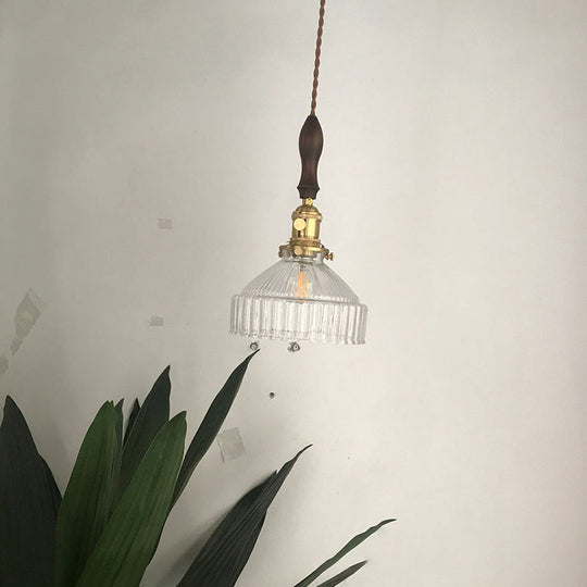 Lampe à Suspension Industrielle en Verre Nervuré 5