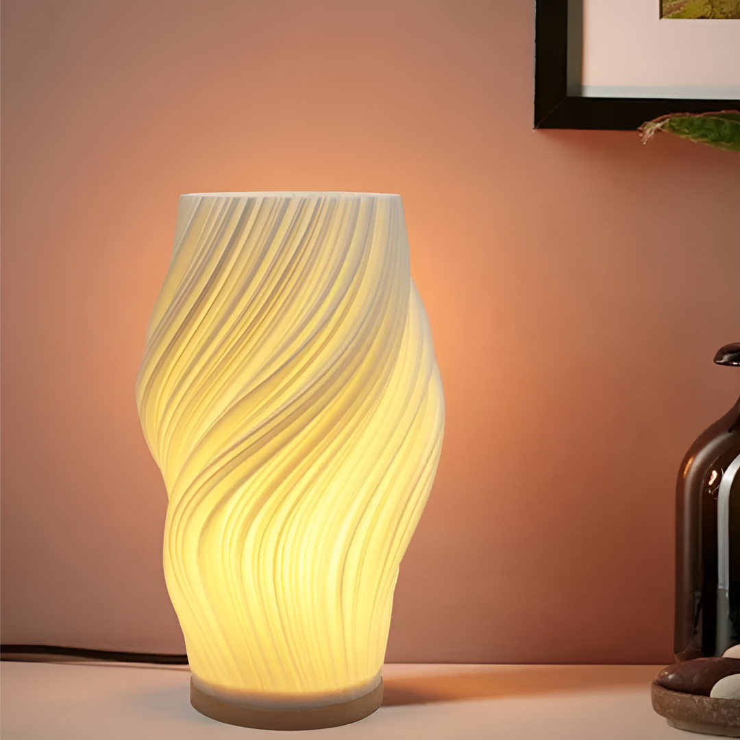 Lampe de Table 3D Ondulée Moderne Design Artisanal 7