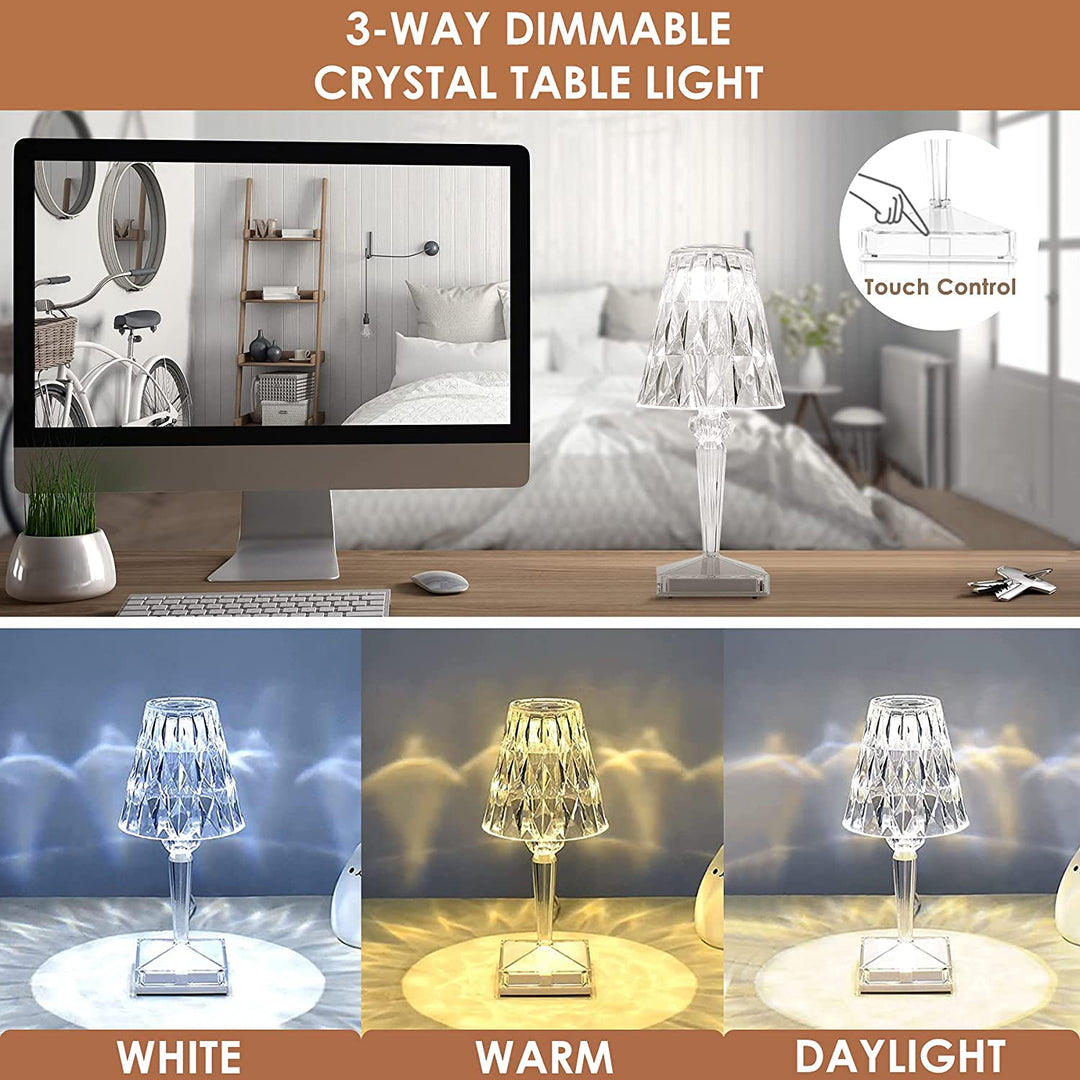 Lampe de Table Rechargeable Sans Fil Design Diamant Moderne 3