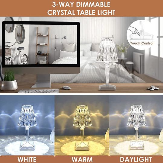 Lampe de Table Rechargeable Sans Fil Design Diamant Moderne 3