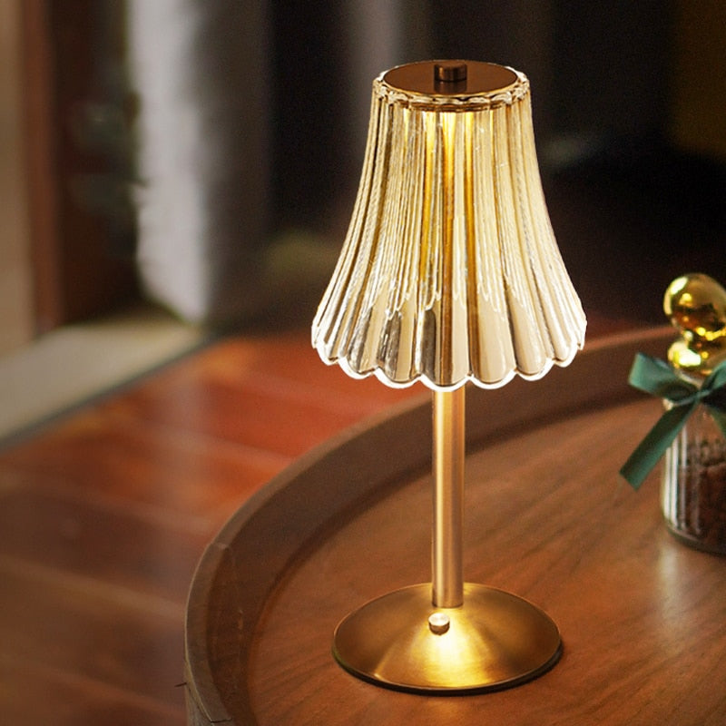 Lampe de Table en Cristal Doré Tactile 1