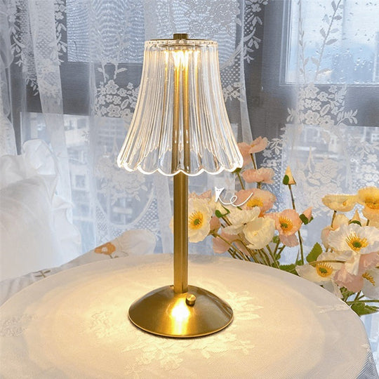 Lampe de Table en Cristal Doré Tactile 3