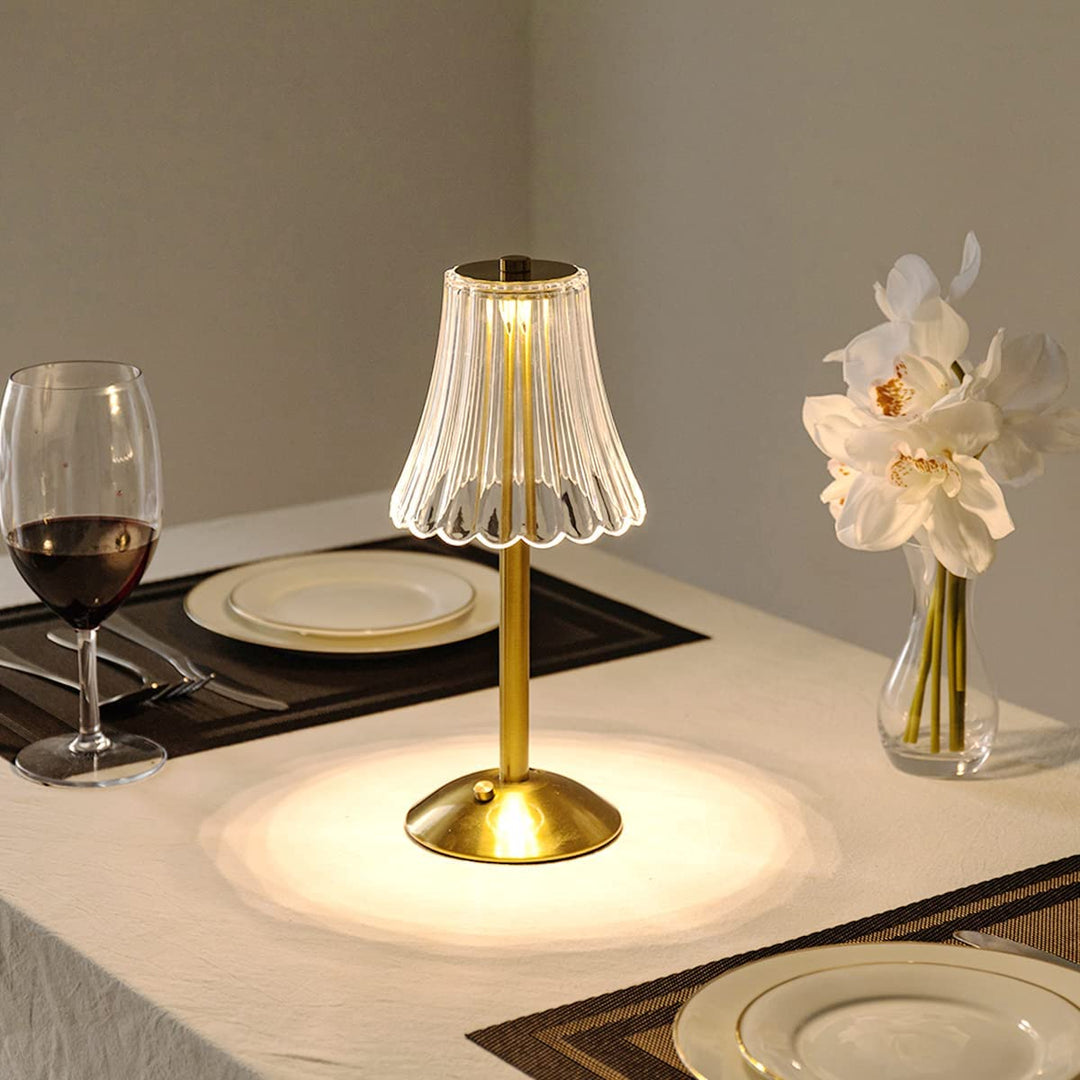 Lampe de Table en Cristal Doré Tactile 5