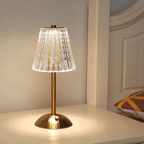 Lampe de Table en Cristal Doré Tactile 7