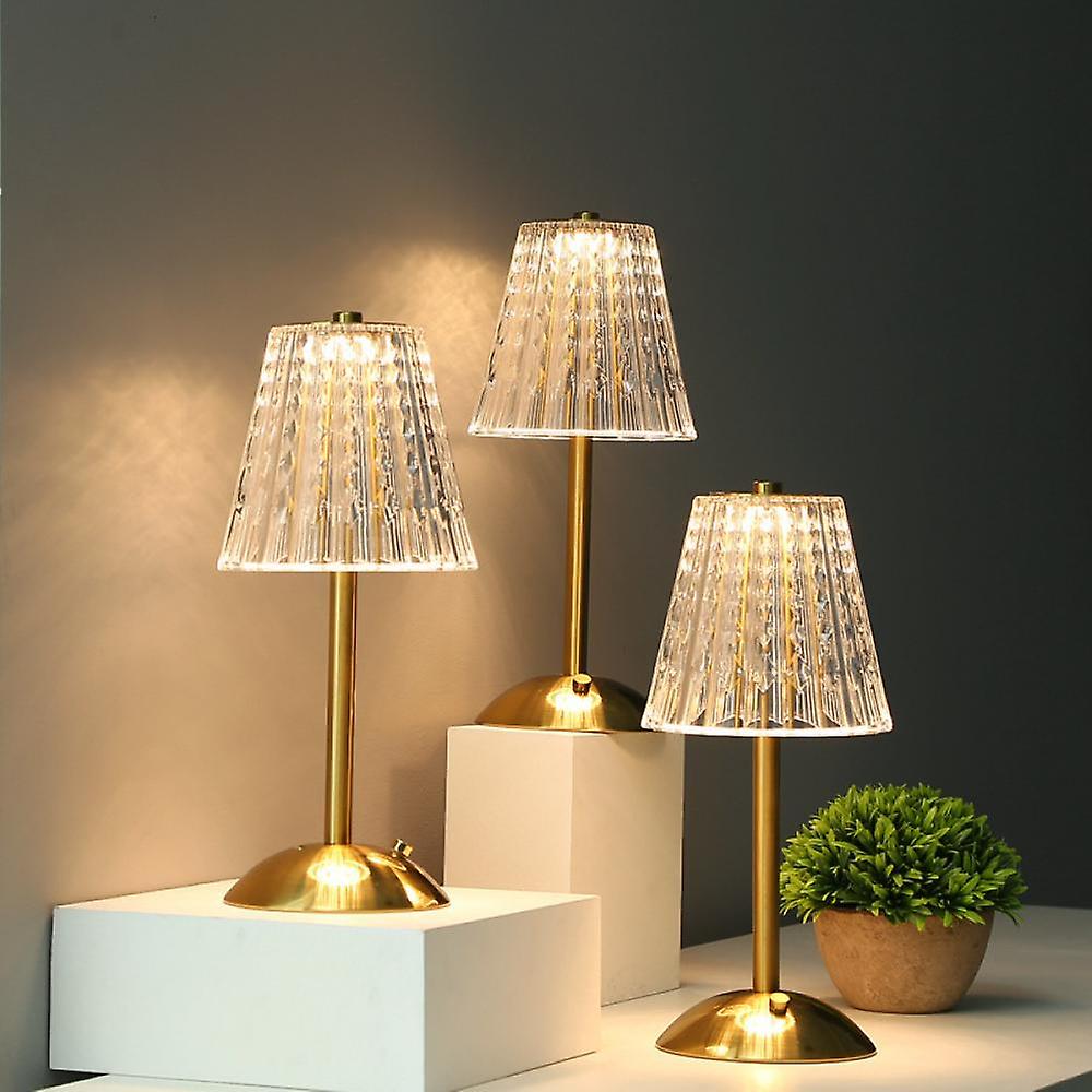 Lampe de Table en Cristal Doré Tactile 8