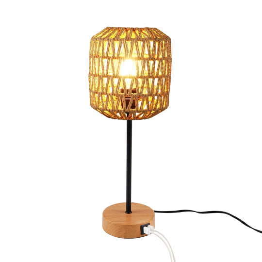 Lampe de table Boho Chic à intensité variable avec port USB 0